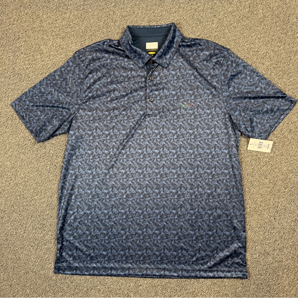 Greg Norman Men's Blue Patterned Polo Shirt